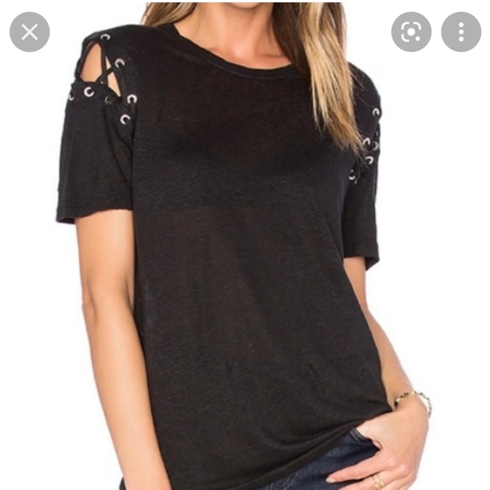 NWT IRO black shirt with grommet and lacing cold shoulders